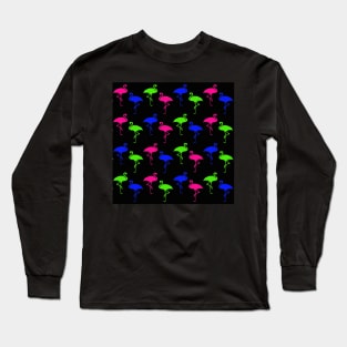 Trippy Neon Dayglo Flamingo Rave Long Sleeve T-Shirt